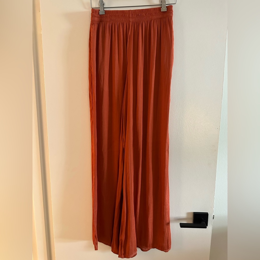 Zara Wide Leg Pants in Rust Orange